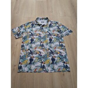 Waggle Golf Men's Polo Shirt Toucan Tropical Performance All Over Print Large